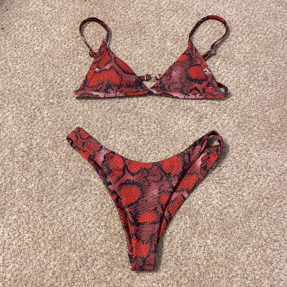 Snake Print French Cut Bikini- Size S/M